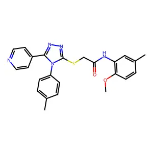 N-(2-methoxy-5-methylphenyl)-2-{[4-(4-methylphenyl)-5-(pyridin-4-yl)-4H-1,2,4-triazol-3-yl]sulfanyl}acetamide structure