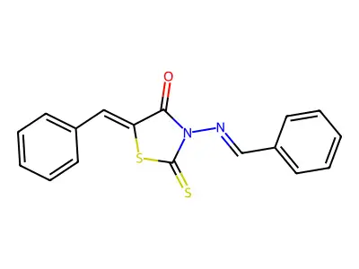 5-Benzylidene-3-(benzylideneamino)-2-sulfanylidene-1,3-thiazolidin-4-one structure