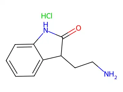 2-Indolinone, 3-(2-aminoethyl)-, hydrochloride structure
