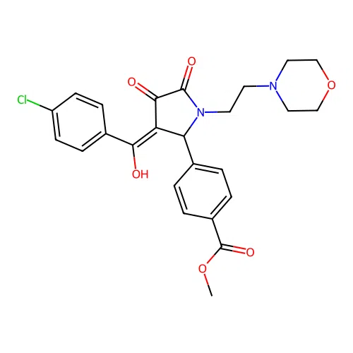 methyl 4-[(3E)-3-[(4-chlorophenyl)-hydroxymethylidene]-1-(2-morpholin-4-ylethyl)-4,5-dioxopyrrolidin-2-yl]benzoate structure