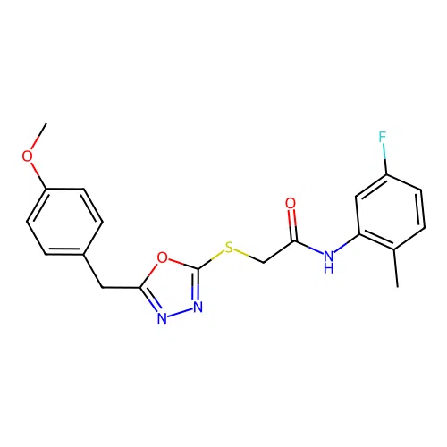N-(5-fluoro-2-methylphenyl)-2-{[5-(4-methoxybenzyl)-1,3,4-oxadiazol-2-yl]sulfanyl}acetamide structure