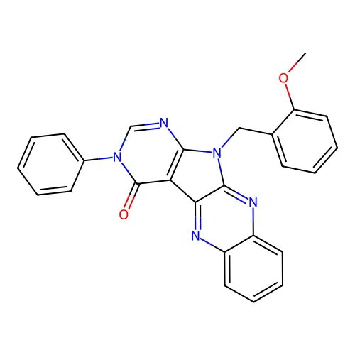 11-(2-methoxybenzyl)-3-phenyl-3H-pyrimido[5',4':4,5]pyrrolo[2,3-b]quinoxalin-4(11H)-one structure