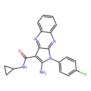 2-amino-1-(4-chlorophenyl)-N-cyclopropyl-1H-pyrrolo[2,3-b]quinoxaline-3-carboxamide structure