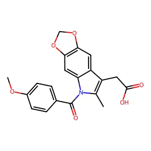 5H-1,3-Dioxolo(4,5-f)indole-7-acetic acid, 5-(p-anisoyl)-6-methyl- structure