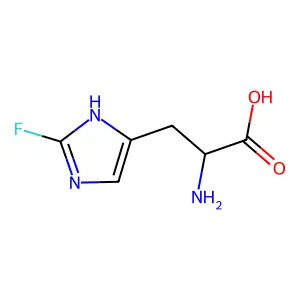 2-amino-2-fluoro-3-(1H-imidazol-5-yl)propanoic acid structure
