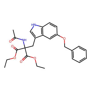 Diethyl 2-acetamido-2-((5-(phenylmethoxy)indol-3-yl)methyl)malonate structure