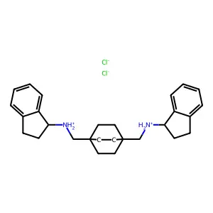 1,4-Bicyclo(2.2.2)octanebis(methylamine), N,N'-bis(1-indanyl)-, dihydrochloride structure