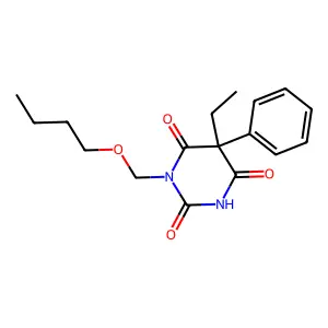 Barbituric acid, 1-(butoxymethyl)-5-ethyl-5-phenyl- structure