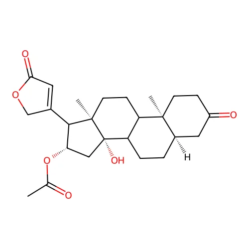 16-(Acetyloxy)-14-hydroxy-3-oxocard-20(22)-enolide structure