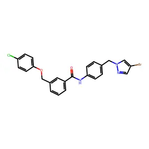 N-{4-[(4-bromo-1H-pyrazol-1-yl)methyl]phenyl}-3-[(4-chlorophenoxy)methyl]benzamide structure
