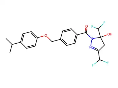 [3,5-bis(difluoromethyl)-5-hydroxy-4H-pyrazol-1-yl]-[4-[(4-propan-2-ylphenoxy)methyl]phenyl]methanone structure