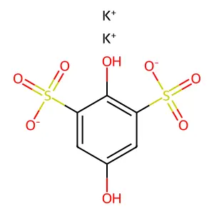 Dipotassium 2,5-dihydroxybenzene-1,3-disulphonate structure