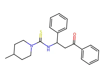 4-methyl-N-(3-oxo-1,3-diphenylpropyl)piperidine-1-carbothioamide structure