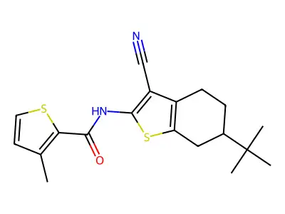 N-(6-tert-butyl-3-cyano-4,5,6,7-tetrahydro-1-benzothiophen-2-yl)-3-methylthiophene-2-carboxamide structure