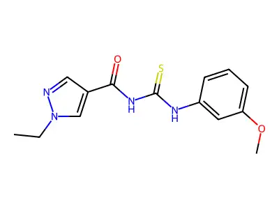 1-ethyl-N-[(3-methoxyphenyl)carbamothioyl]pyrazole-4-carboxamide structure