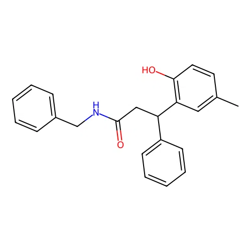 N-benzyl-3-(2-hydroxy-5-methylphenyl)-3-phenylpropanamide structure