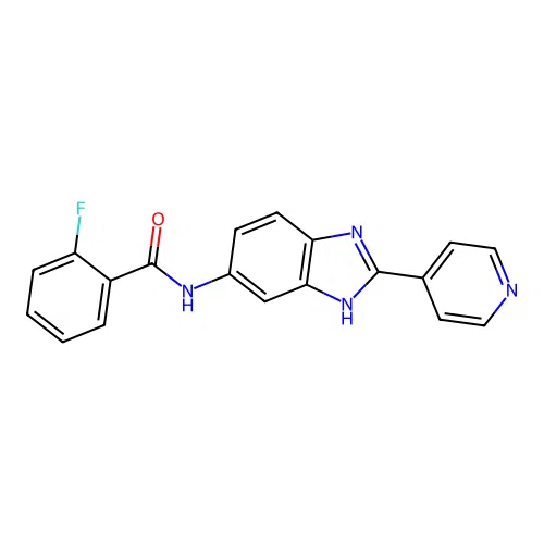 2-fluoro-N-[2-(pyridin-4-yl)-1H-benzimidazol-5-yl]benzamide structure