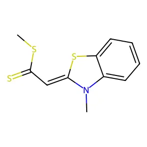 Ethane(dithioic) acid, 2-(3-methyl-2(3H)-benzothiazolylidene)-, methyl ester structure