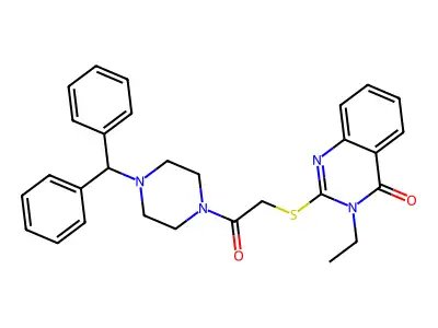 2-[2-(4-Benzhydrylpiperazin-1-yl)-2-oxoethyl]sulfanyl-3-ethylquinazolin-4-one structure