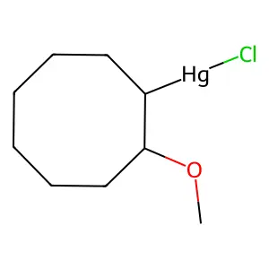 Chloro(trans-2-methoxycyclooctyl)mercury structure