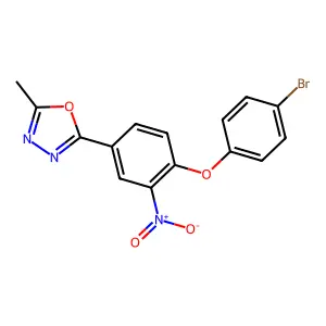 2-[4-(4-Bromophenoxy)-3-nitrophenyl]-5-methyl-1,3,4-oxadiazole structure