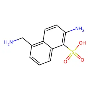 2-Amino-5-(aminomethyl)naphthalene-1-sulphonic acid structure
