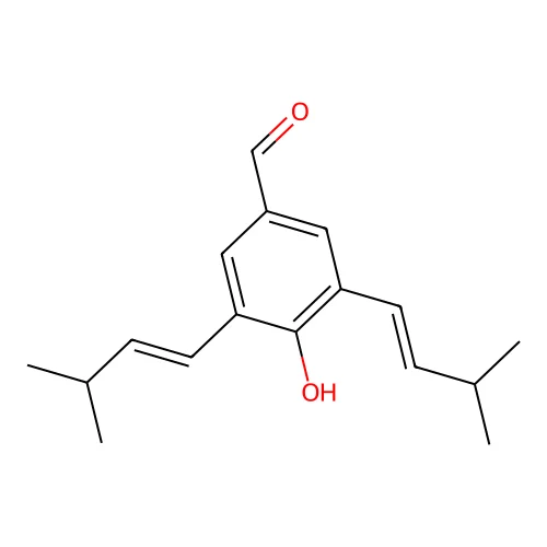 4-Hydroxy-3,5-bis(3-methylbut-1-enyl)benzaldehyde structure