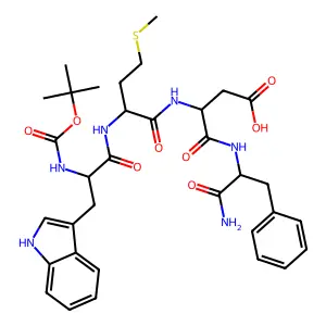 Butyloxycarbonyl-tryptophyl-methionyl-aspartyl-phenylalaninamide structure