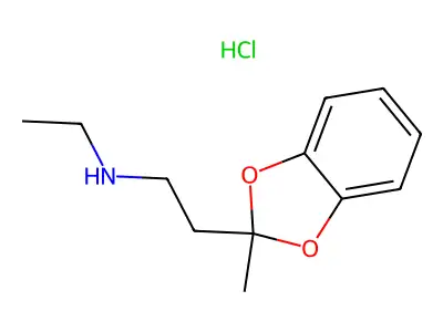 Ethyl-[2-(2-methyl-1,3-benzodioxol-2-yl)ethyl]azanium chloride structure