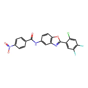 N-[2-(2-chloro-4,5-difluorophenyl)-1,3-benzoxazol-5-yl]-4-nitrobenzamide structure