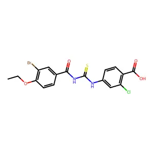 4-({[(3-Bromo-4-ethoxyphenyl)carbonyl]carbamothioyl}amino)-2-chlorobenzoic acid structure