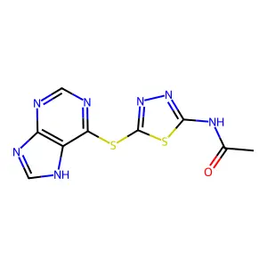 Acetamide, N-(5-(9H-purin-6-ylthio)-1,3,4-thiadiazol-2-yl)- structure