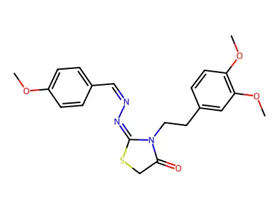 4-Methoxybenzaldehyde [3-[2-(3,4-dimethoxyphenyl)ethyl ]-4-oxothiazolidin-2-ylidene]hydrazone structure