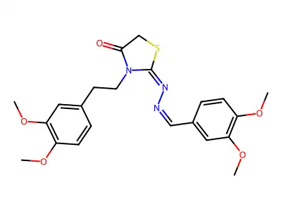 3,4-Dimethoxybenzaldehyde [3-[2-(3,4-dimethoxyphenyl)ethyl ]-4-oxothiazolidin-2-ylidene]hydrazone structure