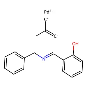 2-(Benzyliminomethyl)phenol;2-methanidylprop-1-ene;palladium(2+) structure