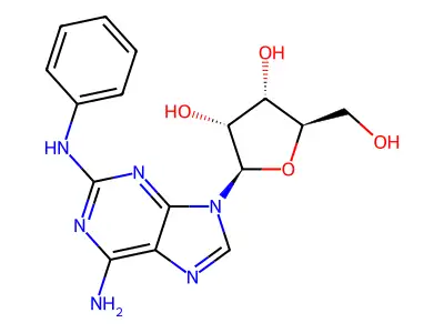 2-[6-amino-2-(phenylamino)-9H-purin-9-yl]-5-(hydroxymethyl)oxolane-3,4-diol structure