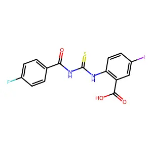 2-[(4-Fluorobenzoyl)carbamothioylamino]-5-iodobenzoic acid structure