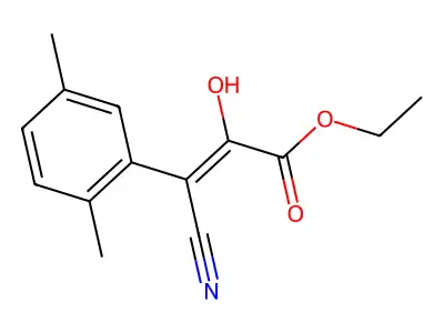 Ethyl beta-cyano-2,5-dimethyl-alpha-hydroxycinnamate structure