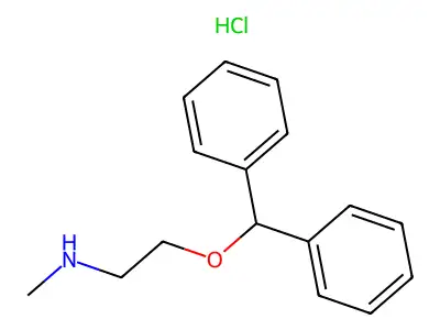 beta-Methylaminoethyl benzhydryl ether hydrochloride structure