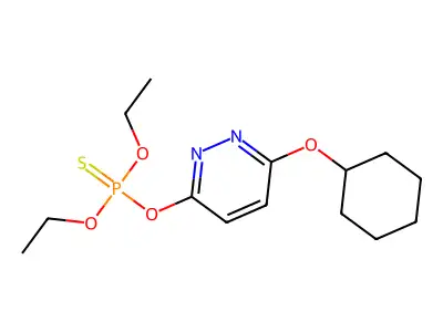 Phosphorothioic acid, O-(6-(cyclohexyloxy)-3-pyridazinyl) O,O-diethyl ester structure