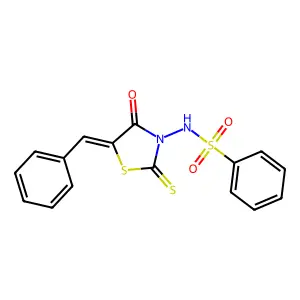 5-(Phenylmethylene)-3-[(phenylsulfonyl)amino]-2-thioxo-1,3-thiazolidin-4-one structure