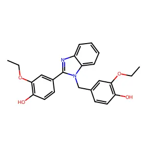 2-ethoxy-4-(1-(3-ethoxy-4-hydroxybenzyl)-1H-benzo[d]imidazol-2-yl)phenol structure