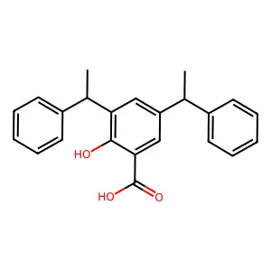 2-hydroxy-3,5-bis(1-phenylethyl)benzoic Acid structure