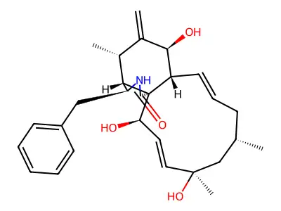 (3S,3aR,4S,6S,6aR,10S,12R,15R)-3-benzyl-6,12,15-trihydroxy-4,10,12-trimethyl-5-methylidene-2H,3H,3aH,4H,6H,6aH,9H,10H,11H,15H-cycloundeca[d]isoindol-1-one structure