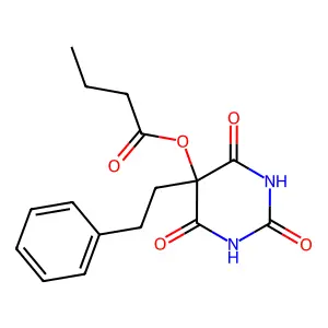 4,6-Dihydroxy-2-oxo-5-(2-phenylethyl)-2,5-dihydropyrimidin-5-yl butanoate structure