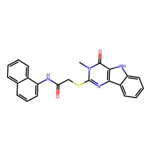 2-({3-methyl-4-oxo-3H,4H,5H-pyrimido[5,4-b]indol-2-yl}sulfanyl)-N-(naphthalen-1-yl)acetamide structure