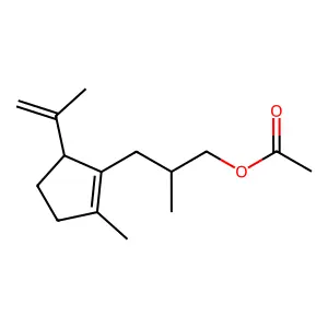 1-Cyclopentene-1-propanol, beta,2-dimethyl-5-(1-methylethenyl)-, 1-acetate structure