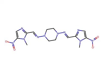 1,4-Bis[(1-methyl-5-nitro-1H-imidazol-2-yl)methyleneamino]piperazine structure