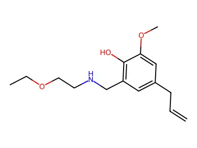 Phenol, 2-(((2-ethoxyethyl)amino)methyl)-6-methoxy-4-(2-propenyl)- structure