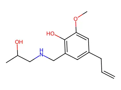 Phenol, 2-(((2-hydroxypropyl)amino)methyl)-6-methoxy-4-(2-propenyl)- structure